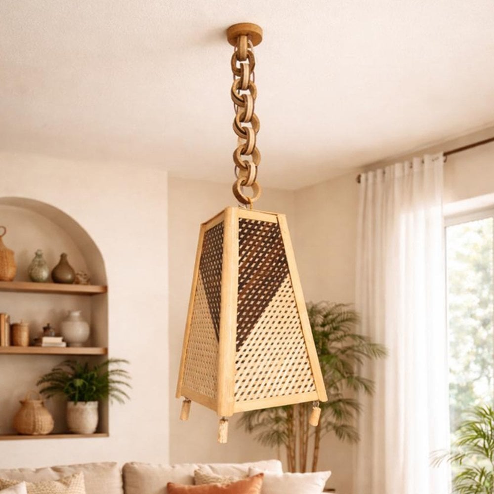Handmade Bamboo Trapeze Hanging Lamp